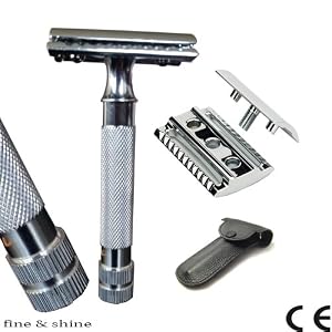 33C Fine & shine Classic Safety Razor & leather safety pouch - No Blades Included with box