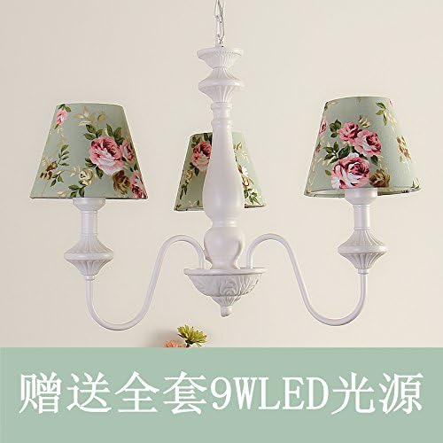 Lzonv Three Korean Modern Idyllic American Pink Blue Princess Girl Bedroom Children Nordic Girl Pendant Lights/ Chandeliers/ Ceiling Lights ,Green Bottom Blue Flower Cover