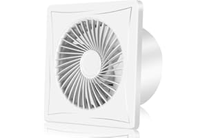 LeKaufen Bathroom Extractor Fan Bathroom 6 Inch Ø 150mm, Exhaust Fan with Backflow Flap, Powerful 200m³/h Airflow, Silent Ventilation Kitchen, Window Wall Glass Mounted for Shower Toilet Garage