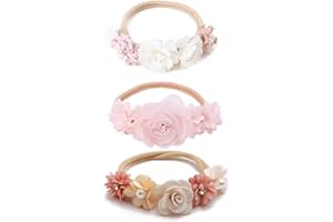 ‎SJBAUTYO SJBAUTYO 3 Stücke Baby Haarband,Blume elastisches Haarband Haarschmuck,für Neugeborene Kleinkinder,Baby Mädchen Stirnbänder Weiche Neugeborene Kleinkind Haarschmuck