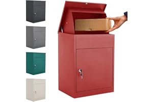 INMOZATA Parcel Box Outdoor Weatherproof Wall Mounted Delivery Box Smart Parcel Drop Box for Secure Multiple Large Delivery Packets & Mails Receiving (Red)