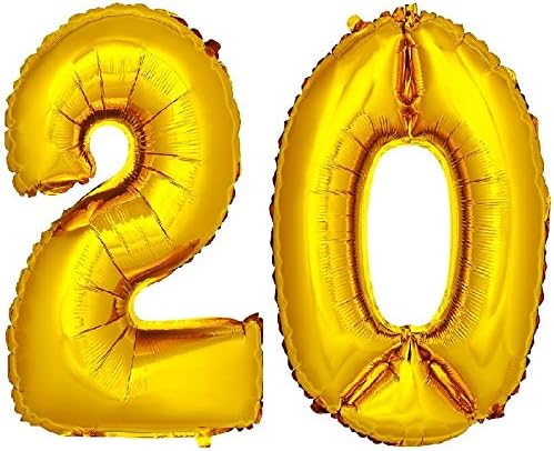 DekoRex® foil balloons 30'' numbers for birthday party anniversary for air filling silver No 20