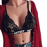 Webla Women Everyday Bra Letter Hot Artist Lace Sexy Corset Crop Top Push Up Underwear Bra Black