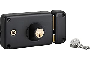 THIRARD - Serrure horizontale en applique double entrée à fouillot pour porte d'entrée, droite, axe 55mm, 140x88mm, noir, 3 clés