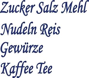 Küchenset 8x blaue Aufkleber Beschriftung für Vorratsdosen, Vorratsglas