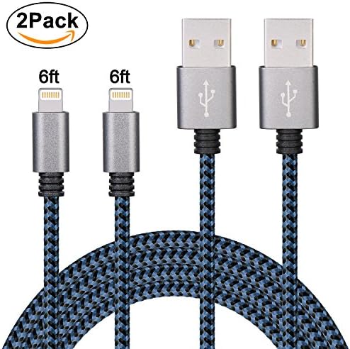 Iphone Cable 2m, Lightning Cable 2Pack 2metre/6ft Duractron Braided Iphone Charger Cable Compatible iPhone, iPad, Air, iPod Nano/Touch(Blackblue)