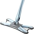 JIALTO X-Type Microfiber Floor Cleaning Mop and Hand-Free Wash Self Wringing Flat 360 Degree, Home & Kitchen, Tile Floors Cleaning Mop, & Dry Wet Mop Hands-Free Manual Extrusion Household Tool, Stainless Steel & Plastic