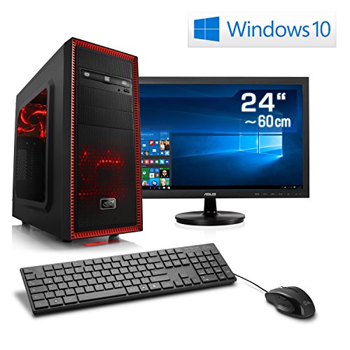 CSL Sprint Vision X6206 inkl. Windows 10 Home - AMD X4 845 APU 4x 3500 MHz, 8 GB RAM, 120GB SSD, 1000 GB HDD, GTX 1050 TI, DVD-RW, USB 3.1, 24" ASUS LED TFT, CSL Tastatur/Maus