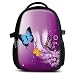 Produktbild Rucksack für Jungen Mädchen Damen Herren - Schulrucksack Schulranzen Ranzen für die Schule - Backpack für Stadt / Sport für Kinder & Jugendliche - Cooles Design / aus Canvas Stoff - Butterfly Purple