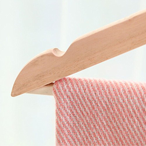 logei® 20 Stück Holz Kleiderbügel Holzbügel Garderobenbügel mit Hosenstange Rutschfest Natur gut Qualität - 8