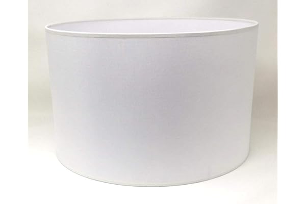 Pantalla Cilíndrica con tela de Algodón, hecha a Mano para Lámpara de Techo, Lámpara de mesa, Lámpara de pie (50 cm Diámetro, 25 cm Altura, Blanco)