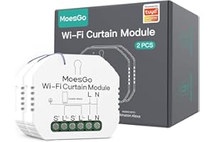 MoesGo Interruptor Persianas WiFi,Alexa Relé Inteligente para Persianas,Cortinas,Toldos Eléctricas,Control de App y Voz Alexa/Google Home,Porcentaje Ajuste,Temporizado(2pcs)