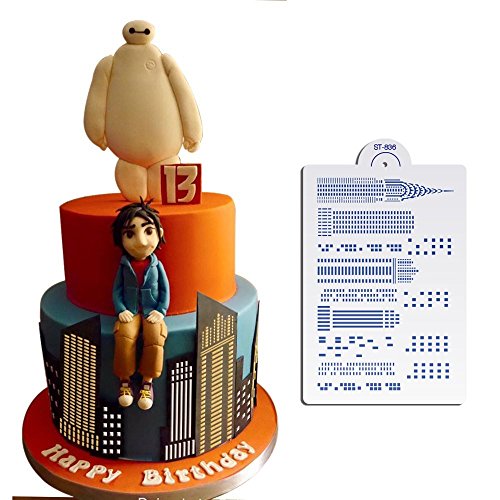 AK Art kitchenware, Skyscraper design stencil cake, cake Stencil laterale, cake Decorating tools, Cookie stencil per pittura st-836