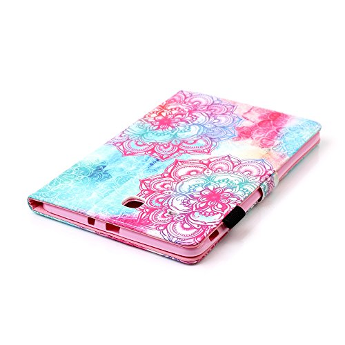 Für Samsung Galaxy Tab E 9.6 Zoll SM-T560 Leder Tasche Hülle,Für Samsung Galaxy Tab E 9.6 Zoll SM-T560 Leichter Wallet Kickstand Hülle,Herzzer Mode Hübsch [Feurige Blumen Gedruckt] Shockproof Kratzfest PU leder Mappen Geldbeutel Folio Abdeckung mit Karte Bargeld Schlitz Weiche TPU Innere Kasten Hülle Case für Samsung Galaxy Tab E 9.6 Zoll SM-T560 + 1 x Frei Rosa Handy Halterung Ständer + 1 x Frei Rosa Stift Stylus - 6