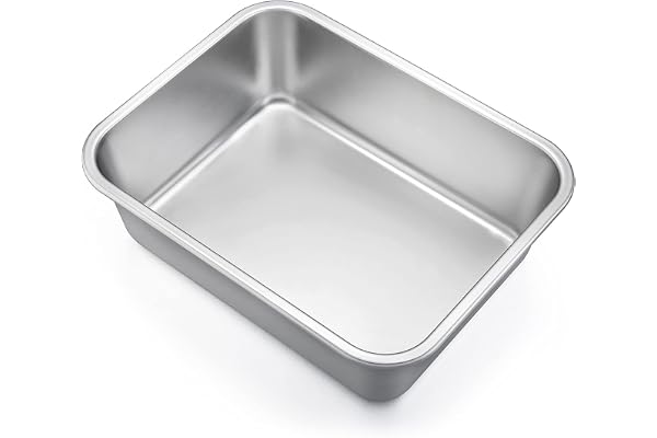 Homikit Petit plat à gratin rectangulaire Tiramisu en acier inoxydable - 27 x 21 x 8 cm - Parfait pour lasagnes/marrames/brownie, charge lourde et passe au lave-vaisselle