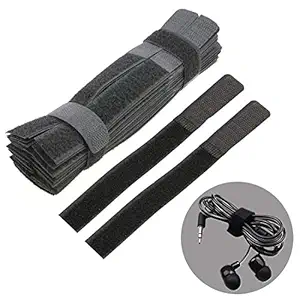 Sunkizzrs 100Pcs Nylon Cable Straps Cable Tie Wire Rope Hook and Loop Organiser (Black)