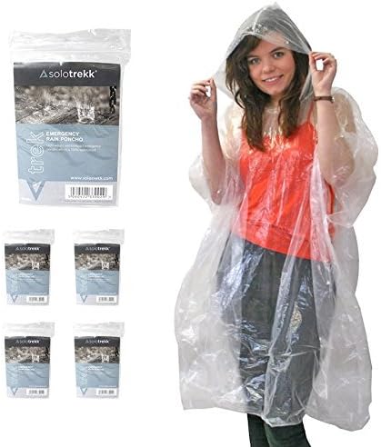 solotrekk 5 x Clear Emergency Waterproof Rain Ponchos