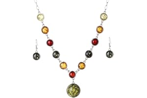 YAZILIND Reto Silver Plated Necklace Amber and Alloy Wedding Jewelry Sets Chain Necklace Earrings Sets