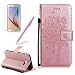 Produktbild Handyhülle für Galaxy A5 (2016) A510, Schutzhülle Tasche Lanyard PU Leder mit Silikon Back Cover, Girlyard Hülle Katzen und Baum Design Muster Prägemuster Flip Case Wallet mit Standfunktion Kartenfächer Magnet Etui Schale für Samsung Galaxy A5 2016 Rosegold