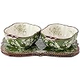 temp-tations® Floral Lace Bakeware Set,Set of 2 Square Soup and Sandwich Set- Green