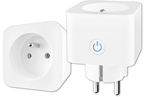 Alexa Prise Connectée WiFi (FR) 16A 3680W Mesure de Consommation Électrique ANTELA Prise Intelligente compatible avec Google Home, APP Contrôle, Horaires/Minuterie, 2PCs