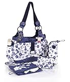tolles Design okiedog LUXE DELFT COPINE 31032 Henkeltasche mit viel Zubehör (Lederimitat), weiß blau