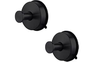 YUET 2 Piezas Ganchos Ventosa de Acero inoxidable, Gancho Succión de Pared Colgador, Percha Ventosa Baño para Albornoz Abrigo, Perchero de Cocina Baño, Colgar Toallas, Ducha Puerta Ventana (Negro)