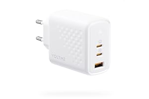 VOLTME Caricatore USB-C 65W GaN Caricabatterie Rapido Multiplo Bianco, Alimentatore USB-C 3-Porte Presa USB PD 3.0, Compatibile con Laptop/MacBook Pro/Tablet/Steam Deck/Samsung/Huawei/DELL, ecc