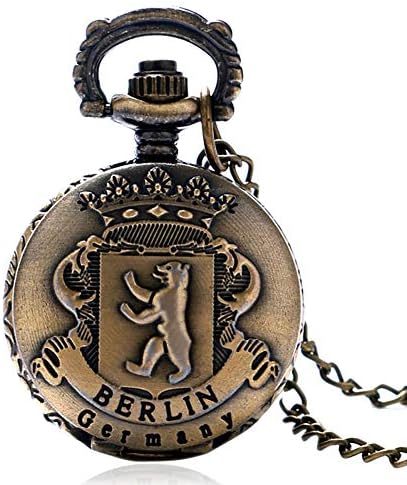 Men's Pocket Watch, Cute Germany Berlin Bear City Emblem Pocket Watch Necklace Boys Girls Gifts, Gift for Men