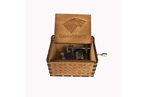 MINGZE Wooden Music Box - Hand Crank Musical Box, A variety of styles Hand Engraved Wooden Music Box, for Home Decoration Crafts Birthday Gift (game of Thrones（Wolf head）)