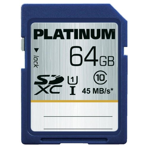 Platinum 64 GB SDXC UHS-I class 10 Speicherkarte (bis zu 45 MB/s Lesen, 300x)