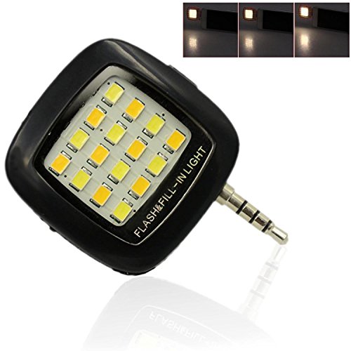 BlueBeachÂ® Mini faretto LED Flash selfie luce fotocamera del cellulare Flash Photo Video lampada chiara per iPhone Samsung HTC Nokia iPad LG Motorola Moto Altri Smartphones Tablets (nero)