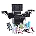 Songmics Large Beauty Nail art Storage Tool Kit Trolley Black 4 Universal Wheels JHZ02H