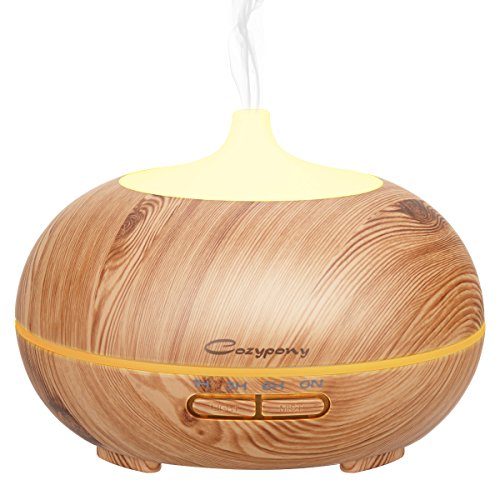 Aroma Diffuser, Cozypony Öl Diffusor 300ml Ultraschall Luftbefeuchter Holzmaserung LED Humidifier mit 7 farbenwechselnde elektrisch Duftlampe für Yoga Salon Zimmer Haus Büro etc