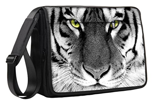 Luxburg® Luxus Design 43 cm Schultergurt Messenger Tasche für Laptop/Notebook/– Weiß Tiger