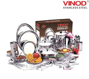 Vinod Steel Stainless Steel Dinner Set, Silver, 51 Pieces