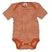 Cosilana - Baby Bodysuit Short Sleeve0-2 months (Height 18-22) (50/56), striped Orange-Natural, 70% Organic Merino Wool, 30% Silk