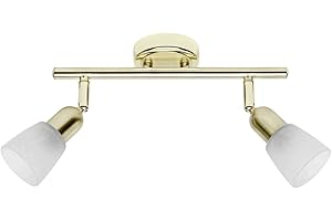 BRILLIANT lampada Sofia tubo spot 2 flg ottone/alabastro bianco | 2x D45, E14, 40W, adatto per proiettori a caduta (non inclusi) | Scala da A ++ a E | Testa orientabile