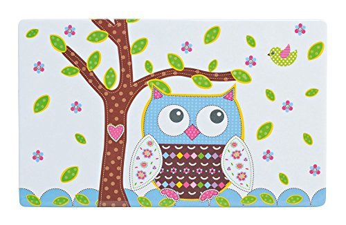 Brettchen für Kinder, 23x14cm, 4er Set | Frühstücksbrettchen bunt / Eulen Motiv | spülmaschinengeeignet