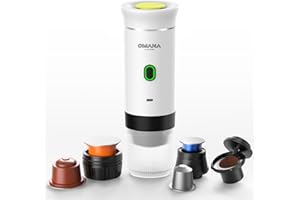 OMANA Machine à café 3 en 1 portable sans fil électrique auto-chauffante, capsules expresso pour voiture, maison, bureau, camping, voyage, machine 3 en 1 (blanc)
