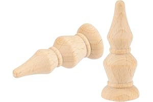 BENECREAT 2Pcs Unfinished Beech Wood Finials, 5x2cm Curtain Rod Finials, Craft Decorative Finials for Bed Post, Flagpole Topper, Rocking Chair