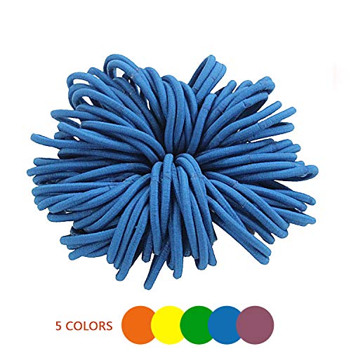 Cinta de cabello elástica monocromática, adecuada para una mujer o una chica con pelo atado, banda elástica muy elástica, puede ser usada varias veces.(100 pcs) (Azul)