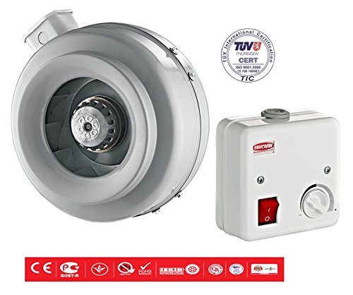 Rohrventilator Rohrlüfter Lüfter Metall Abluft Ø250mm 1150m³+ 2 A Drehzahlregler