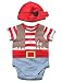M&Co Baby Boy Multi Colour Short Sleeve Stripe Novelty Pirate Romper Bodysuit And Hat Two Piece Set Red 12/18 Mnth