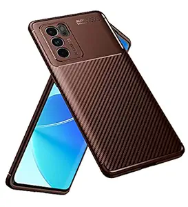 Golden Sand for Oppo Reno6 Pro 5G Back Cover Drop Tested Shockproof Slim Armor Aramid Carbon Fibre Rugged TPU Case for Reno 6 Pro Mobile [Not for Reno6 5G], Coffee Brown
