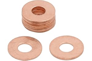 sourcing map 10Pcs Arandelas de Cobre Junta Plana 6mm Diámetro Interior para el Vehículo Coche
