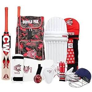 CW County Cricket Kit Camouflauge Backpack Full Kit for Boys - Girls Cricket Kit with Bat Complete Cricket Equipment Leather Ball Kashmir Willow All Age Players RH/LH