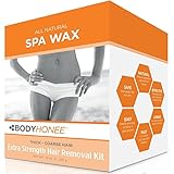 BodyHonee Extra Strength Hair Removal Waxing Kit Men + Women, All Natural (10 oz)