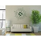 Wandtattoo - Wandsticker - Auto Aufkleber ***Weltenbummler - Kompass - Windrose*** im Vintage-Style - (Größen und Farbauswahl)