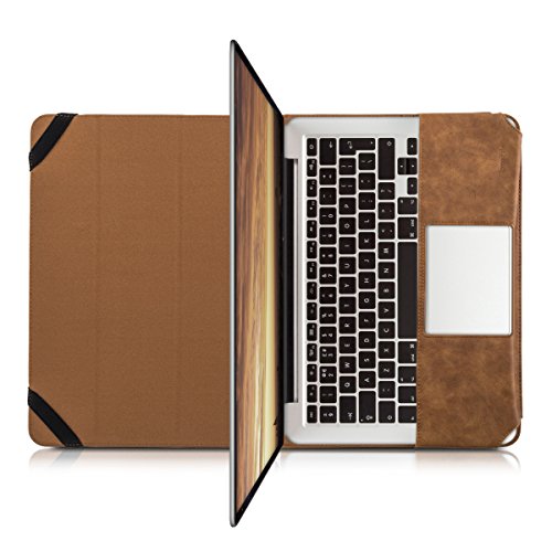 kwmobile Smart Cover Case für Apple MacBook Pro Retina 13″ (Modelle ab Ende 2012 – Mitte 2016) aus Kunstleder mit Aufstellfunktion in Braun - 9